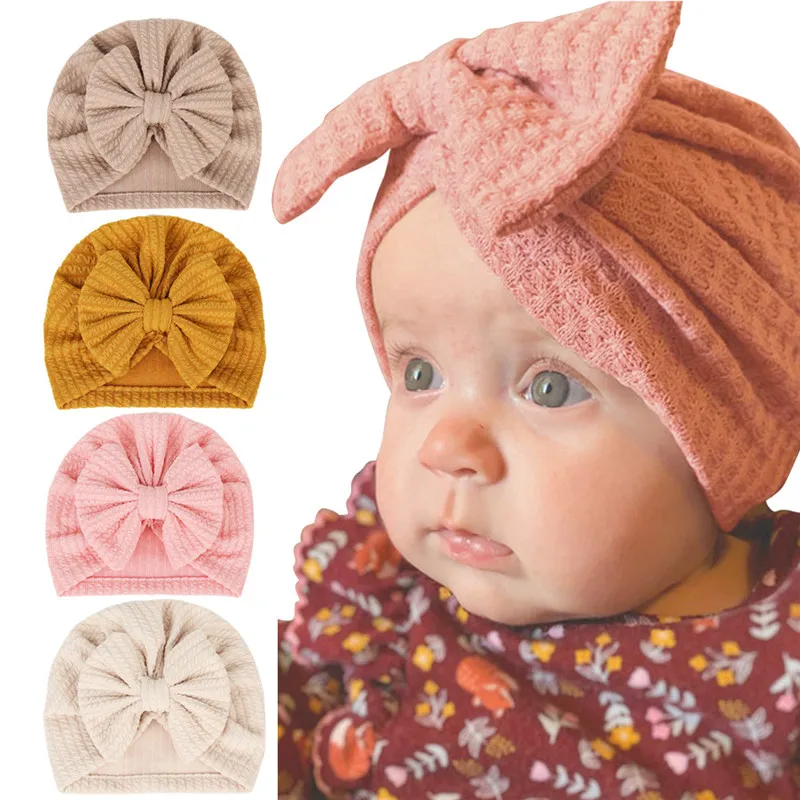 Baby Headband Solid Cotton Big Bow Hat Baby Kids Headbands Soft Comfortable Cat Turban Children Hair Accessories