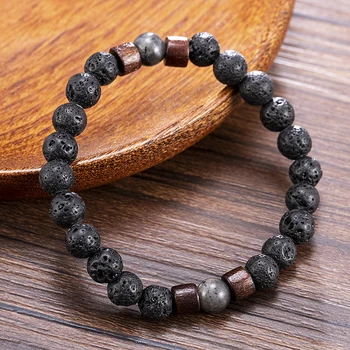 

Fashion Women Men Lava Rock Stone Elasticity Yoga Beads Bracelet Lovers Party Bracelet Jewelry Gift