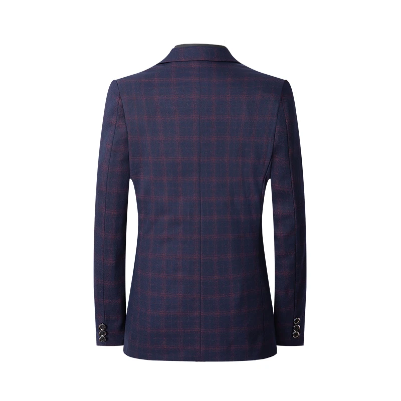 19 The New Fashion Business Men's Blazer Gentleman Slim Casual High-end Large Size British Style West Double Buckle Plaid Jacket
