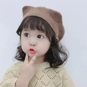 

Crochet Cat Ear Beret Children Beret Girls Winter Hat Kids Bonnet Baby Hats Caps