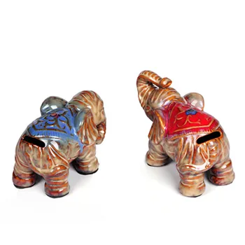 

Creative Ceramic Elephant Art Statue Key Coin Vase Piggy Bank Boxes Crafts Room Home Decoration Porcelain Ornament Drop JY