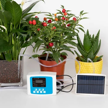 

Garden Drip Irrigation Device Double Pump Controller Timer System Solar Energy Intelligent Automatic Watering Device for Plants