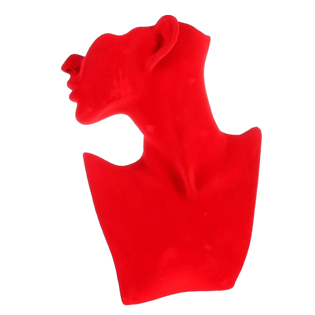 Necklace and Earring Bust Jewelry Display, Resin/Velvet, Female Mannequin