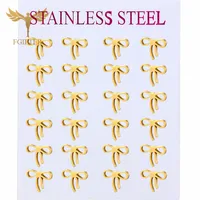 Bohemia Bowknot Earrings for Girl Women Bow Rosette Design Style Ear Studs Stainless Steel Earings Wholesale 12 Pairs Pack Gifts 1