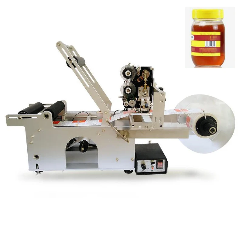 110W label stick machine stickers dispenser round bottle labelling machine semi-utomatic labeller with date marker machine