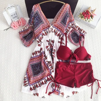 

Women Tankini Set Swimsuit with Cover-Up Bikini Ladies Swimwear Swimming Beachwear Brazilian Badpak Bathing Suits Plus Size 4XL