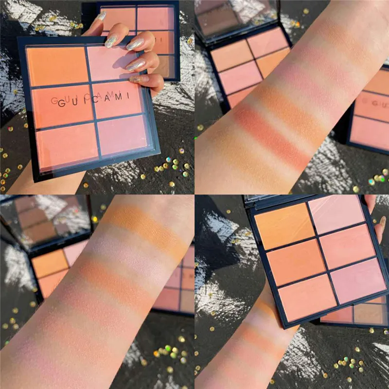 GUICAMI Blush Palette Makeup 6 Colors Professional Cheek Pearl Orange Pigment High Quality Beauty Cosmetic Blushes | Красота и