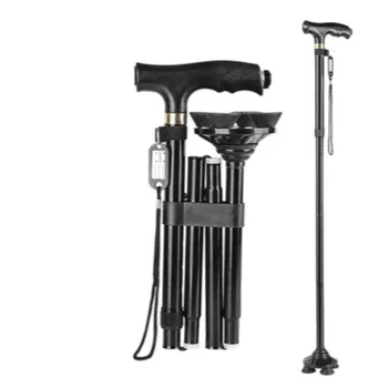 

Aluminum Alloy Folding Crutch Telescopic Anti-skid Stick For The Elderly Multi-function With Lamp