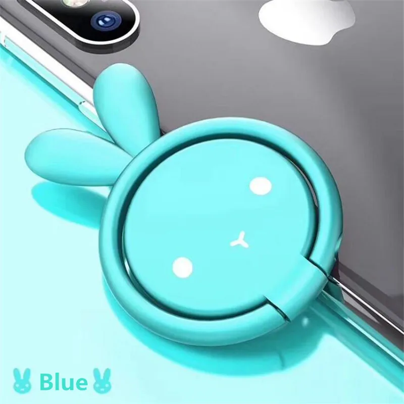 Blue Милое металлическое кольцо-держатель на палец 360 градусов для IPhone, samsung, huawei, Xiaomi, Redmi, универсальный держатель для мобильного телефона, автомобильный магнитный держатель - Цвет: Blue