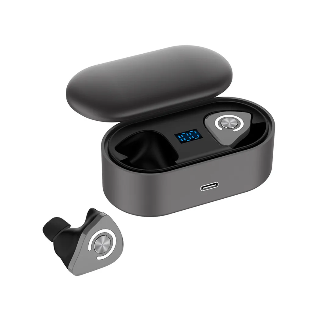 Ouhaobin Bluetooth 5,0 наушники СВЕТОДИОДНЫЙ Дисплей беспроводные наушники стерео наушники Беспроводные спортивные наушники tws 1115#2 - Цвет: Серебристый
