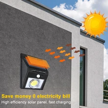 COB 60LED датчик движения солнечный светильник s уличный светильник Настенный светильник наружный домашний прочный 8W