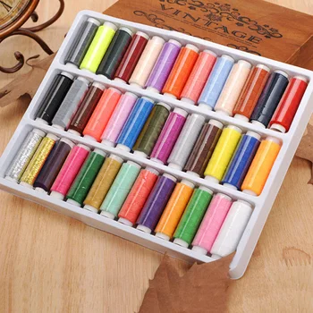 

64 Rolls Sewing Machine Line Thread Spool Set Bobbin Cotton Reel Needle Tape Kit For Home New