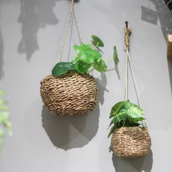 

HOT 2-Piece Mini Hand-Woven Hemp Rope Basket Can Be Inserted Into Succulents and Flowers Can Be Used As Decorative Baskets