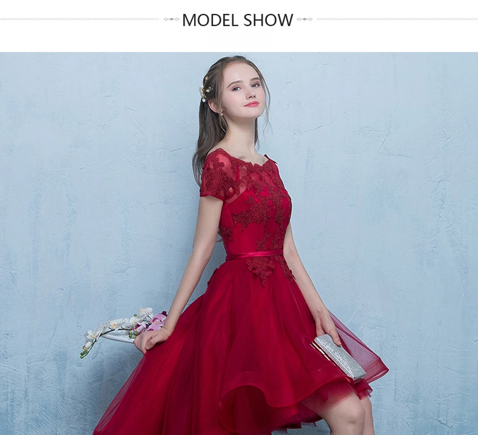 black evening gowns LAMYA High Low Evening Party Dresses Elegant Short Lace Sleeve Prom Dress 2022 Cheap Vintage Plus Size vestido de festa evening dresses with sleeves
