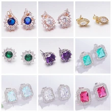 Прямая поставка, серьги золотого и серебряного цвета для женщин и девочек, подарки, кубические циркониевые серьги, модные ювелирные изделия, опт, трендовые серьги