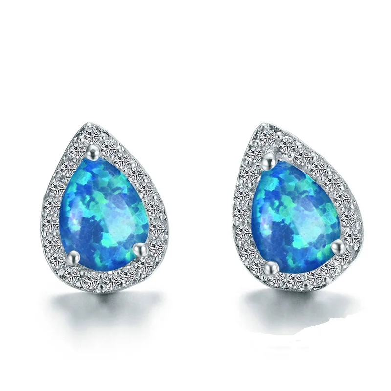 blue Jellystory серьги из серебра 925 с каплями воды Форма Сапфир Изумруд опалы драгоценный камень для женщин серьги ювелирные изделия Свадебные подарки - Цвет камня: blue