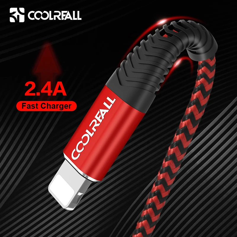 USB кабель Coolreall для iPhone 12 11 pro max Xr X 8 7 6 plus 6s iPad 2 4 а шнур быстрой зарядки передачи