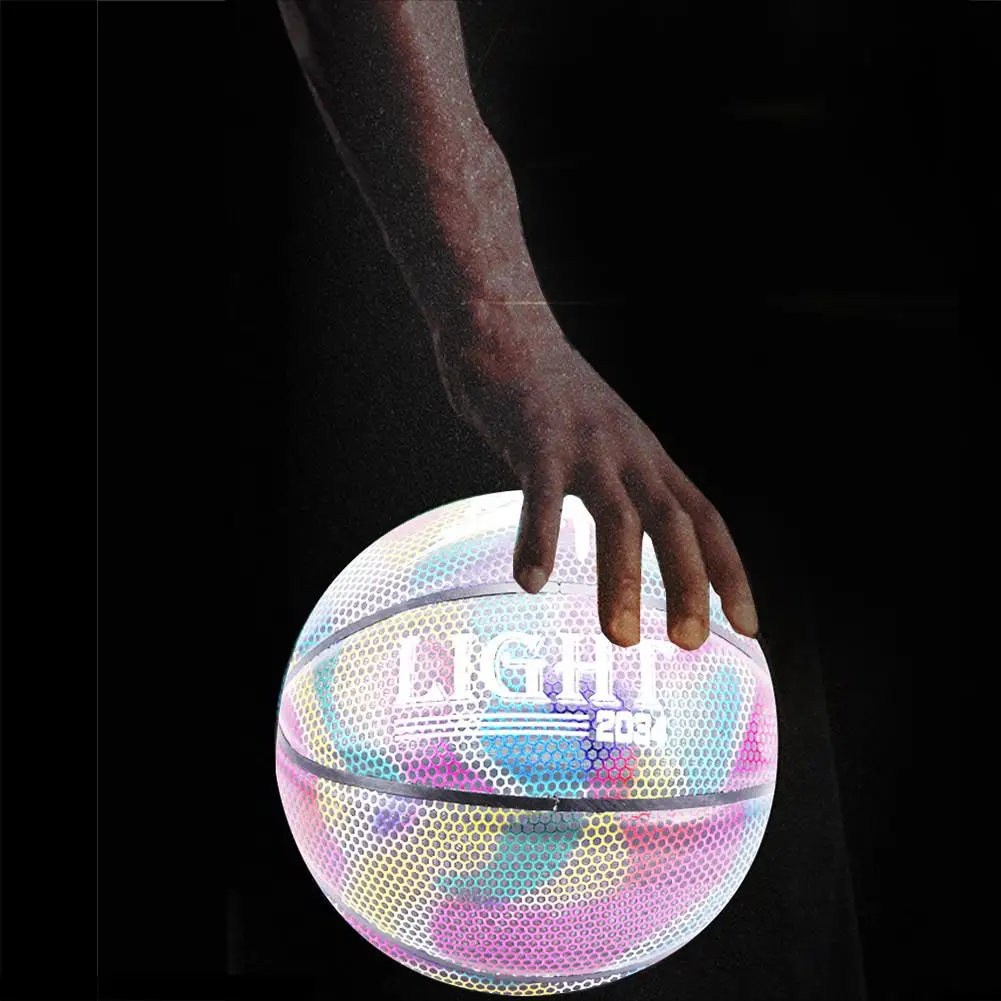 Светящийся уличный резиновый баскетбольный мяч из полиуретановой резины, светящийся Радужный светильник, тренировочное спортивное оборудование, Прямая поставка - Цвет: R