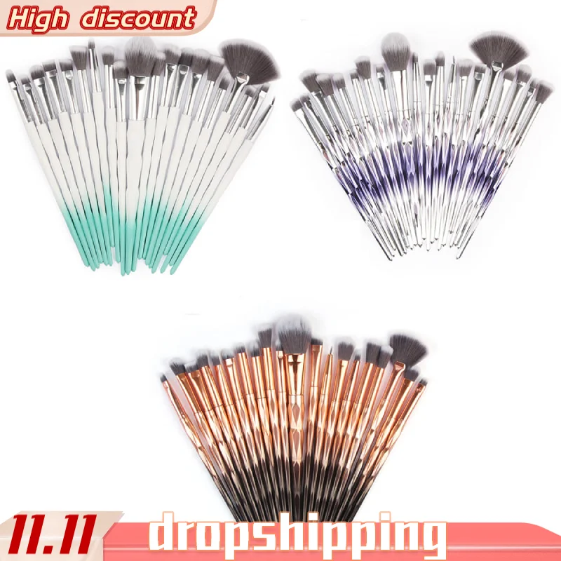 20 Pcs Make Up Brush Pro Foundation Eyebrow Eyeliner Blush Lip Makeup Brushes Blending Cosmetic Brush Kit Pincel Maquiagem