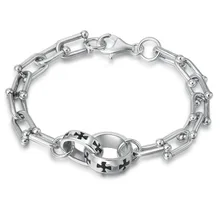 Подлинный 925 пробы серебряный крест простой браслет цепочка модный тренд ювелирные изделия для женщин подарок на день рождения