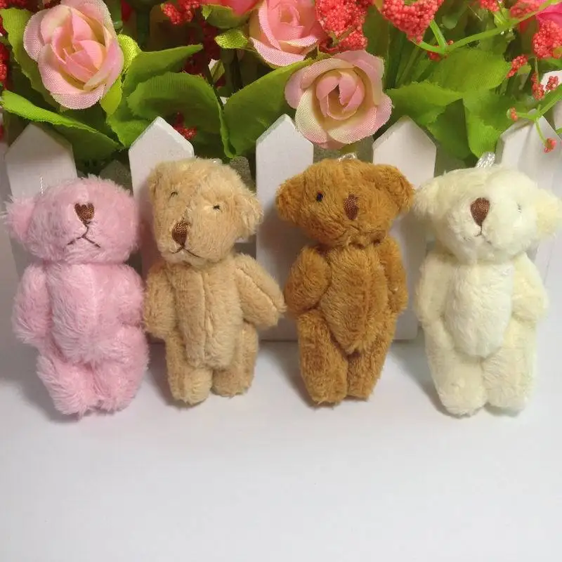 6PCS/Lot Mini Teddy Bear Stuffed Plush Toys 6cm Cute White Teddy Bears Pendant Dolls Gifts Birthday Wedding Party Decoration