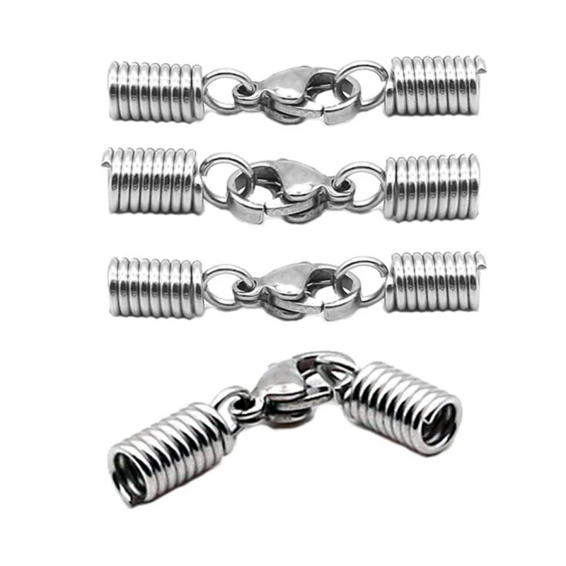 

10pcs Stainless Steel Clasps End Caps Hooks Fit 2.5/3/4mm Leather Cord Bracelet Necklace Connectors For Jewelry Making