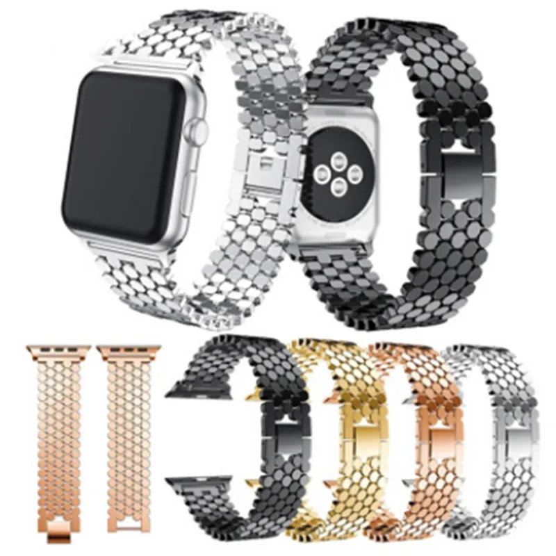 Applicable For Apple watch 5 4 3 Series Fish Scale Metal Strap For Iwatch Solid Chain 1