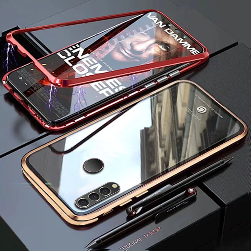 Чехол YonLinTan Coque для huawei P30 Lite Pro P30Pro Металлическая магнитная рамка Магнитная жесткая закаленная стеклянная задняя крышка для телефона