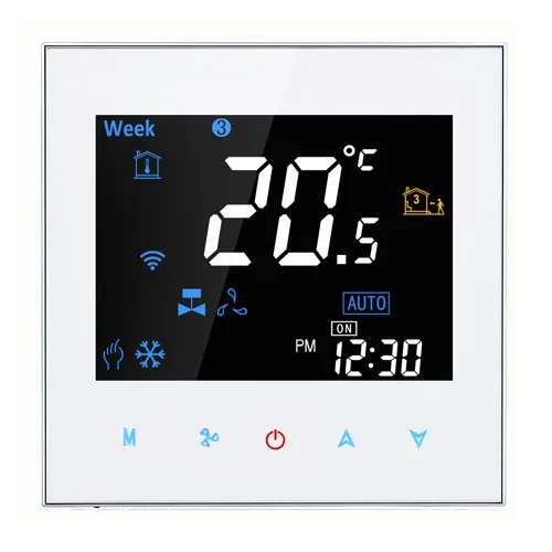 

BECA Android IOS Smart WIFI Room Thermostat (Black Screen with Colorful Words)