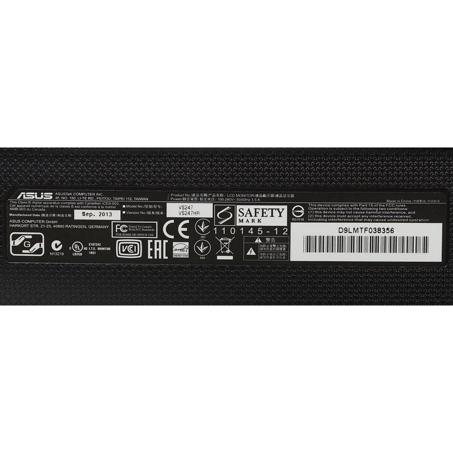 Asus 23." VS247HR black TN+ film LED 1 Ms 16:9 DVI HDMI 250cd Mat