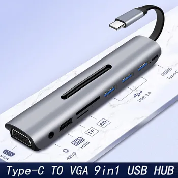 

Multi-function Type C Plug HDMI VGA USB Power Delivery Hub for Laptop Macbook Pro HP DELL Surface Lenovo Samsung HUAWEI Dock
