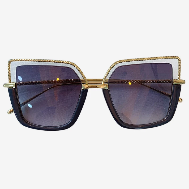 New Metal Square Mirror Sunglasses Women Round Face Lady Sun Glasses Vintage Big Frame Female Sunglasses