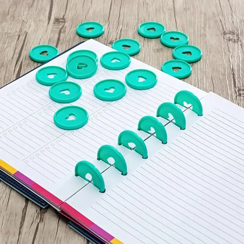 DMSUO 11pcs Binding Ring Discs Mushroom Hole Loose Leaf Ring Round Binding Mini Disc Buckle Hoop for DIY Notebooks Planners