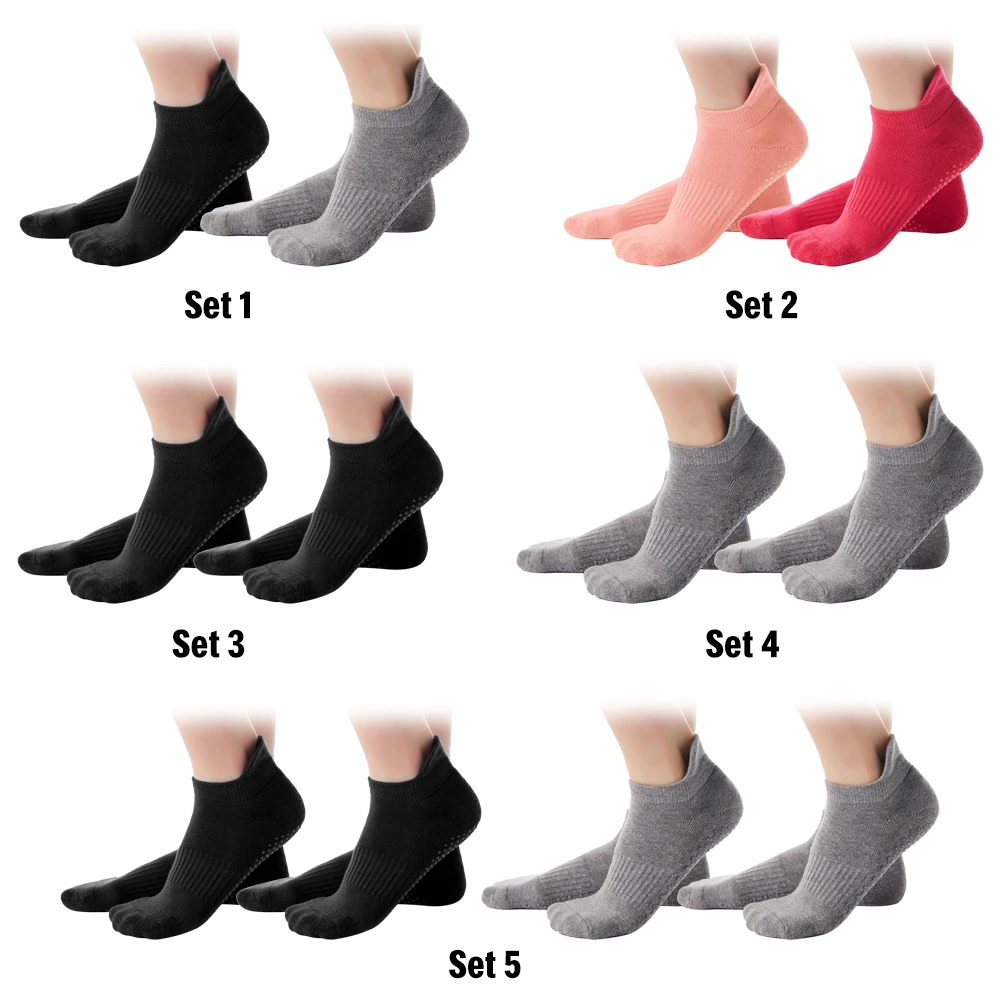 2 PCS Non Slip Yoga Socks Skid Pilates Dance Socks with Grips Low-cut Sock for Women Yoga Barre Ballet Gym Dance Size 34-40