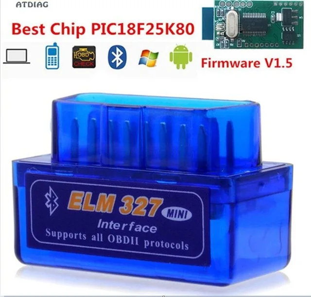 Bluetooth V1.5 veya V2.1 Mini Elm327 obd2 tarayıcı araba için OBD için teşhis aracı kod okuyucu Android Windows Symbian İngilizce