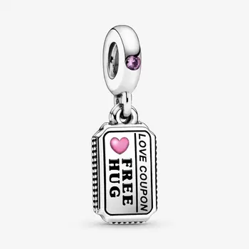 

Pdb 925 sterling silver love coupon pendant charm beads, ladies jewelry gift, diy bracelet free shipping.