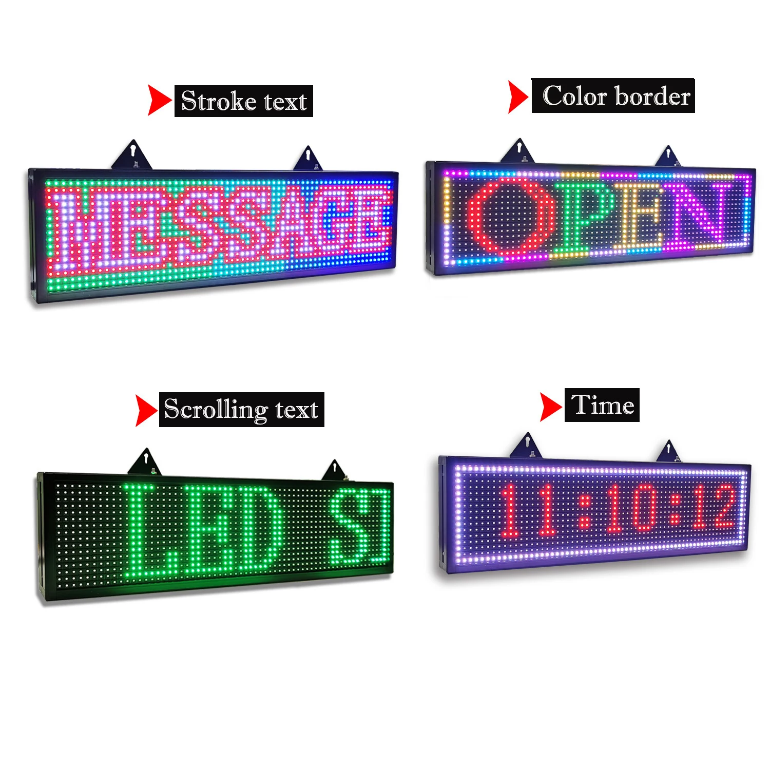 26x8 인치 LED 사인 P10 야외 풀 컬러 스크롤 디스플레이, 프로그래밍 가능한 텍스트 와이파이 LED 메시지 보드 스마트 폰 작동