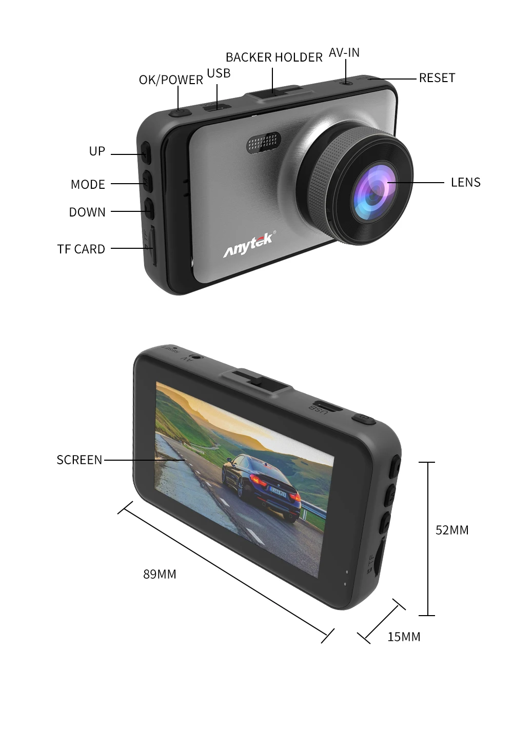 Dash Cam 3 дюйма 2.5D ips экран Full HD1080P 140 градусов Автомобильная камера DVR двойной объектив ночного видения 24H монитор парковки Dashcam