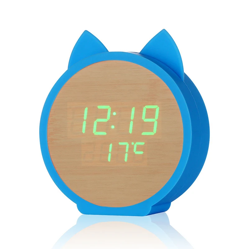 QMJHVX цифровой будильник светодиодный Будильник Деревянный электронный дисплей Повтор времени температура Usb зарядка reveil enfant - Цвет: Alarm clock 5
