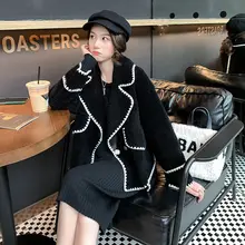 Женское пальто из искусственного меха, осенне-зимнее повседневное теплое меховое пальто, женское плюшевое пальто с карманами, зимнее пальто для женщин, veste femme