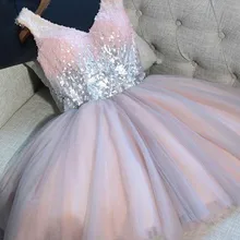 Выпускное Платье на заказ размер Розовый V образным вырезом без рукавов блестками Тюль Линия реальное изображение выпускного бала свадебные платья