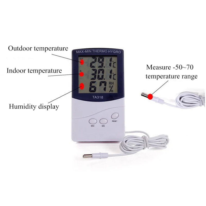 Urijk Мини цифровой ЖК-датчик температуры измеритель влажности Крытый/Открытый термометр гигрометр датчик Монитор погоды часы TA318