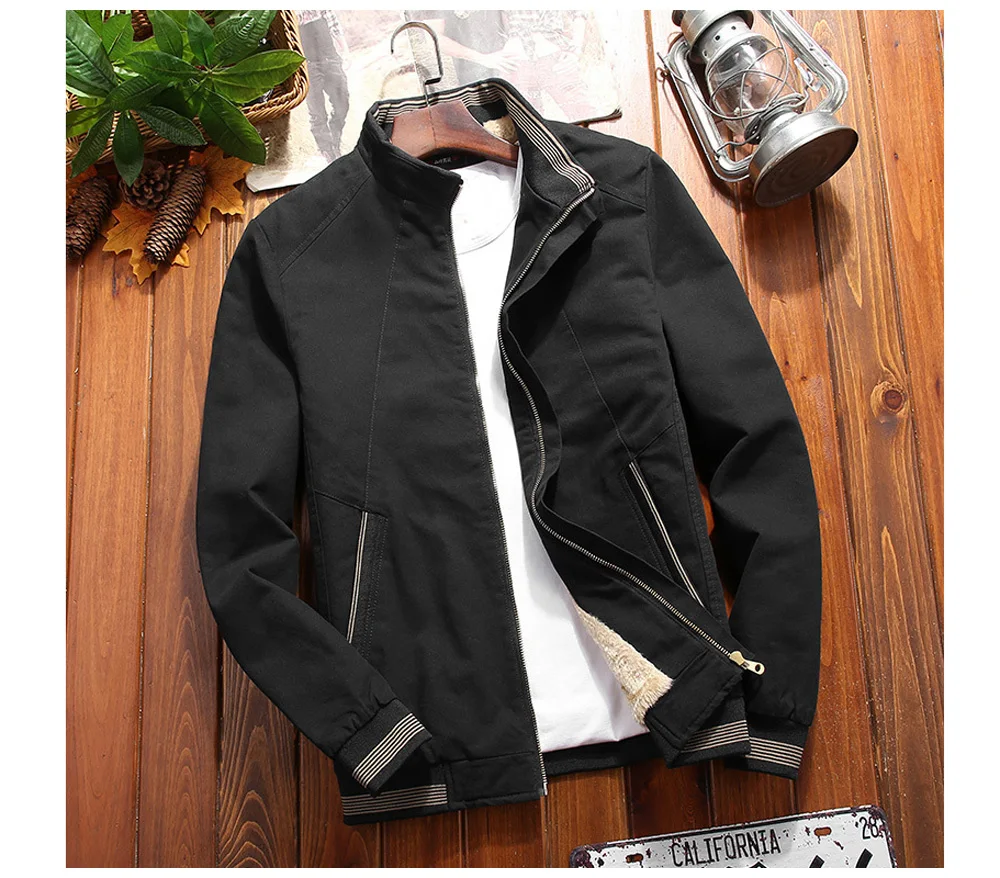 DIMUSI Winter Mens Bomber Jackets Casual Male Stand Collar Fleece Warm Windbreaker Jackets Men Slim Army Military Coats Clothing