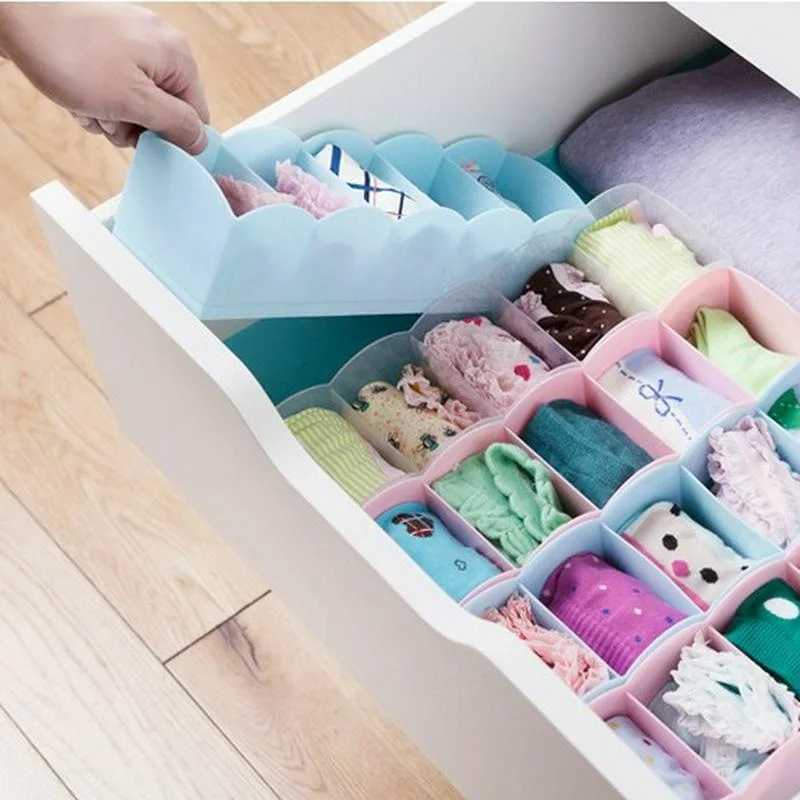 

5 Grid Storage Box Underwear Sock Storage Box Desktop Drawer Divider Separated Stackable Partition Storage Organizer