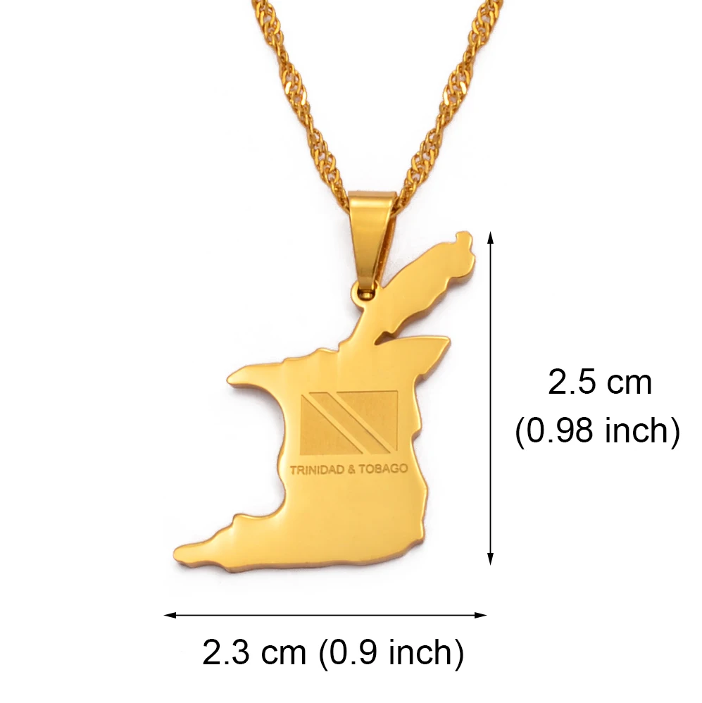 Anniyo(кулон: 2,7 см х 2 см) карта Trinidad and Tobago кулон в форме флага и ожерелья золотой цвет модные ювелирные изделия подарки#000421