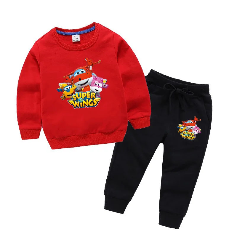 Осенний костюм, 2 предмета, толстовки с капюшоном, спортивный костюм с супер крыльями, весенние комплекты одежды для маленьких мальчиков, детская модная брендовая одежда для девочек
