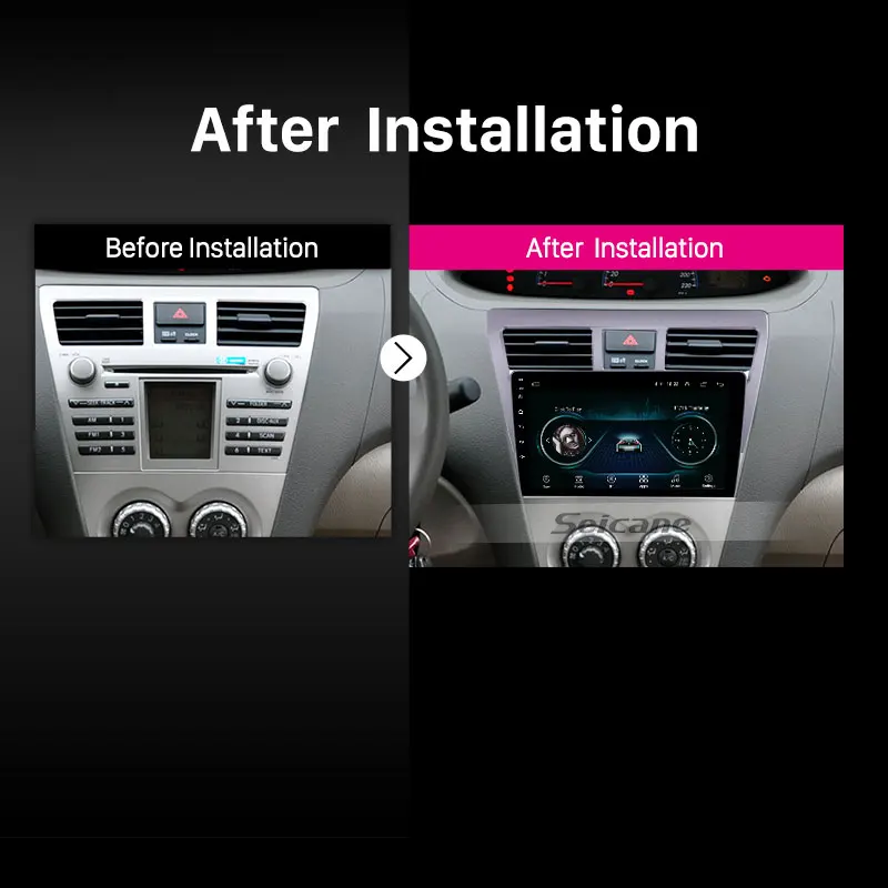 Excellent Seicane 2din Android 8.1 9 Inch Car wifi GPS Navigation Radio Multimedia Player For 2007 2008 2009 2010 2011 2012 Toyota VIOS 5
