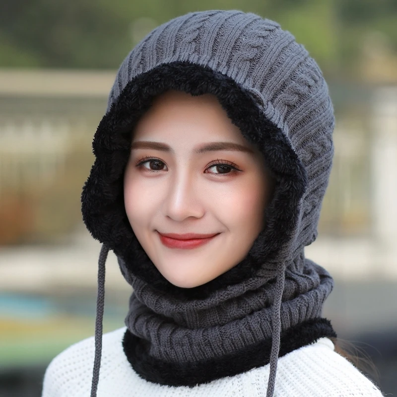 

Ladies riding windproof mask ear protection balaclava hat winter ladies thick warm female knit hat male