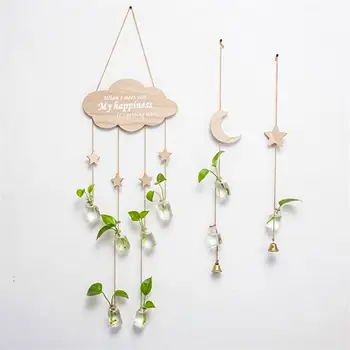

Three-piece Set Transparent Hanging Glass Wall-mounted Hydroponic Plants Bottle Flower Plant Vase for Home Decoration