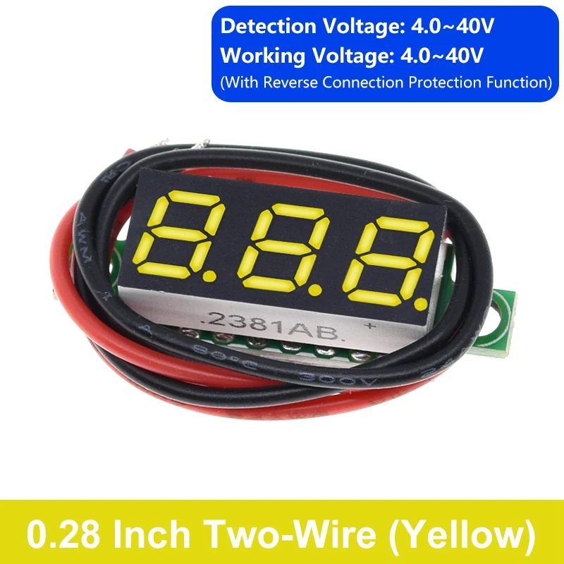 Digital Voltmeter 0,28/0,36/0,56 Zoll Digital Voltmeter Spannung Panel Meter Rot/Blau/Grün/Gelb Elektromobil Motorrad Auto – Detail 25